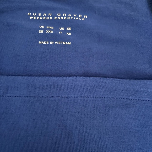 Susan Graver Royal Blue Square Neck Tee 54% Cotton 40% modal 6% spandex - Picture 3 of 3